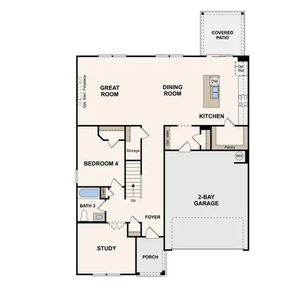 2D floor plan layout of this home in Highland Reserves, Pleasant View, TN (Image 2).