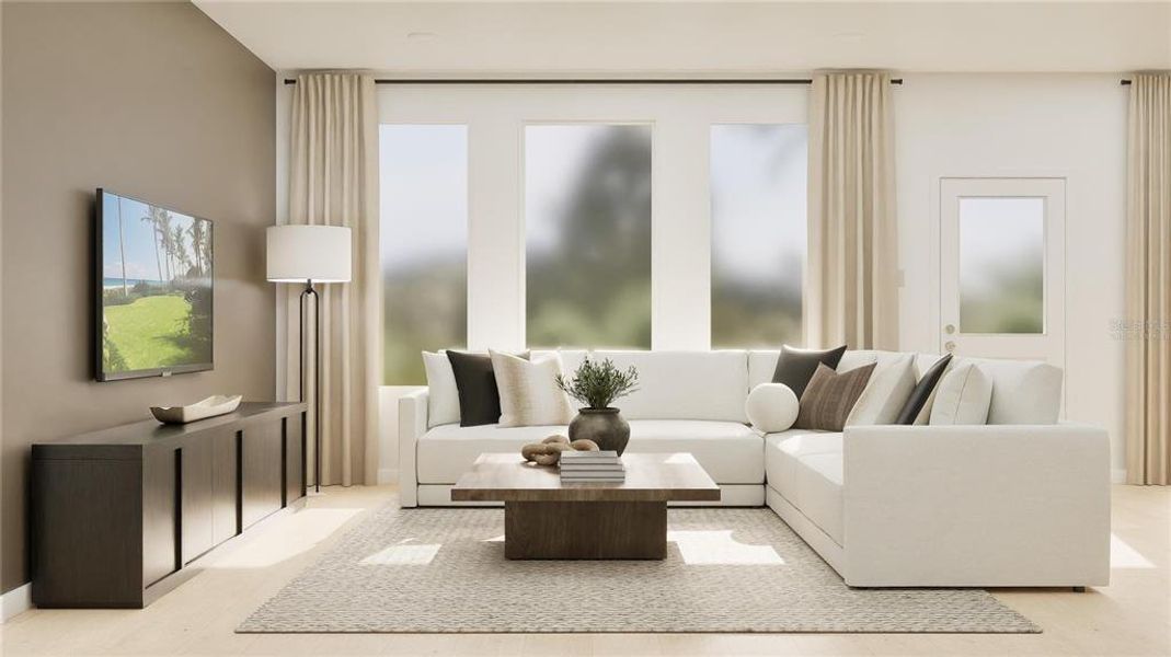 Furnished interior view inside a new home in Wellness Ridge, Clermont (Image 7). Furnished interior view inside a new home in Wellness Ridge, Clermont (Image 7).