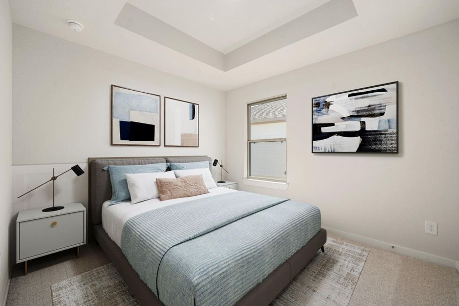 A spacious secondary bedroom with clean lines, neutral colors, and a bright window view, offering comfort and versatility for any lifestyle. A spacious secondary bedroom with clean lines, neutral colors, and a bright window view, offering comfort and versatility for any lifestyle.