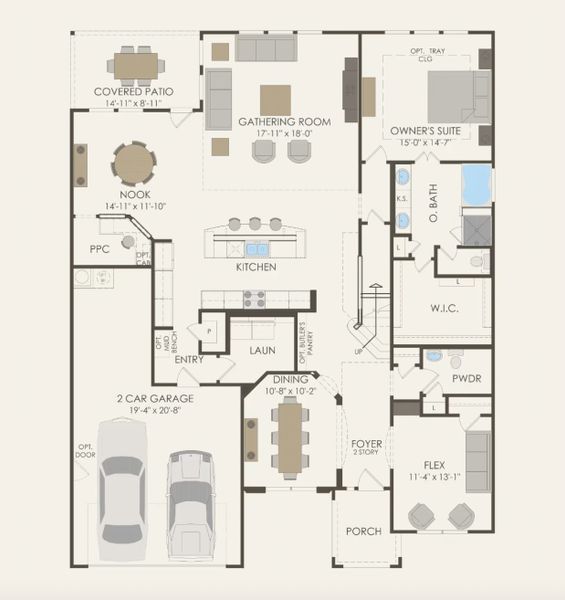 2D floor plan layout of this home in Anna Town Square, Anna, TX (Image 4).