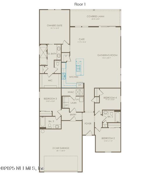 2D floor plan layout of this home in Hyland Trail, Green Cove Springs, FL (Image 3).