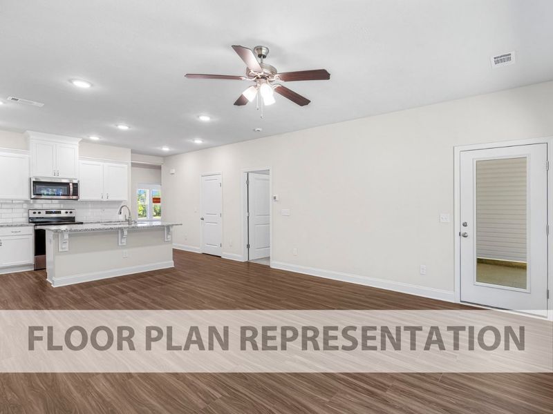 Representative unfurnished interior of a home built from the Macon 2-Bedroom by Ivey Homes in Caroleton Townhomes, Grovetown (Image 10).