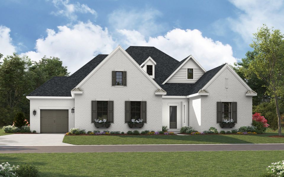 Representative exterior photo of a completed home built from the Santa Fe Ranch by Classica Homes in Weddington Grove, Weddington, NC (Image 23).