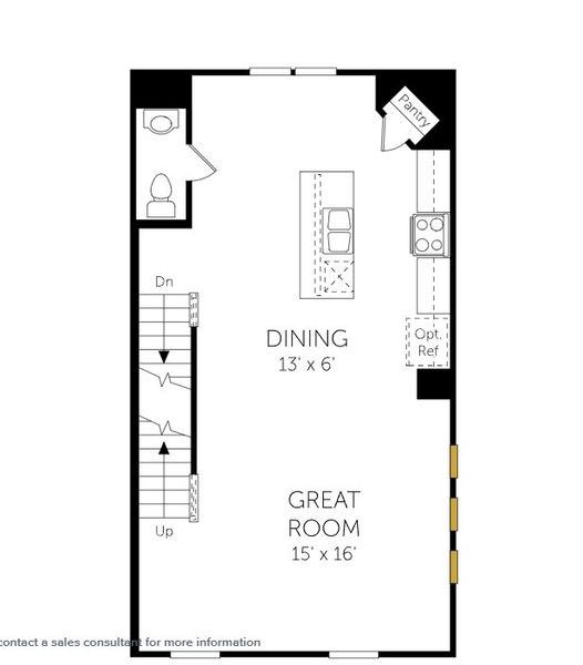 2D floor plan layout of this home in Lakestone Townhomes, Fuquay Varina, NC (Image 3).