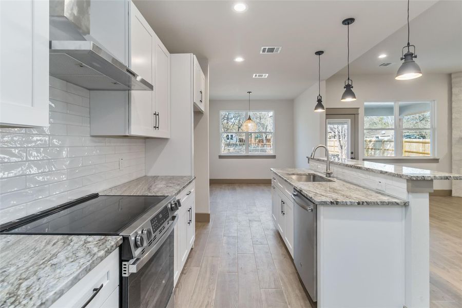 View of dining area from kitchen
