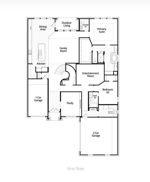 2D floor plan layout for the 227 Plan by Highland Homes in Jubilee: 70ft. lots, Hockley, TX (Image 18).