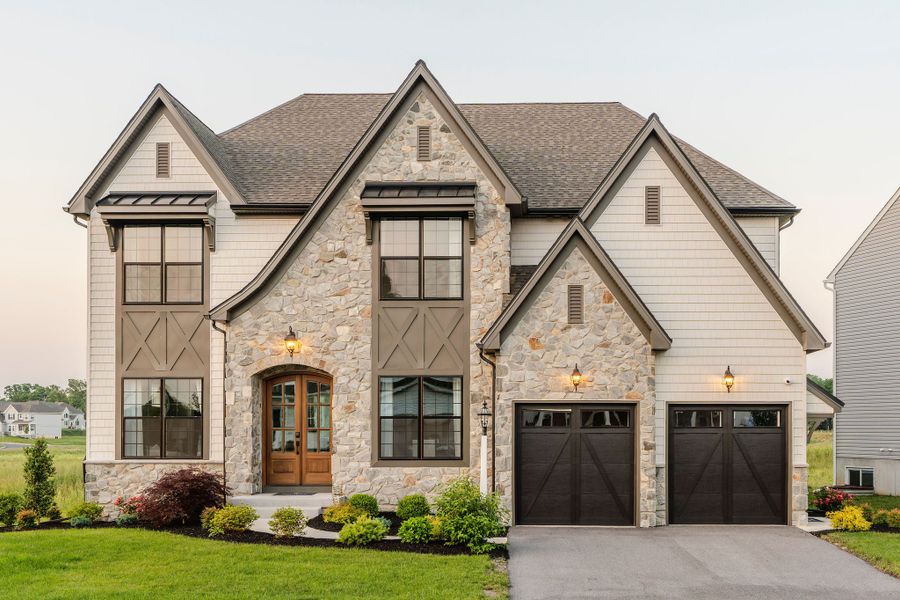 Representative exterior photo of a completed home built from the Devonshire by Keystone Custom Homes in McLean South Shore, Belmont, NC (Image 6).
