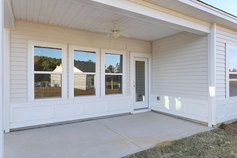 Exterior details and patio area of a home in Fairway Woods at Wyboo, Manning (Image 3). Exterior details and patio area of a home in Fairway Woods at Wyboo, Manning (Image 3).