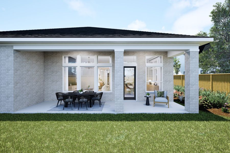 Representative exterior details of a home built from the The Antigua by David Weekley Homes in Kissing Tree – Summit Series, San Marcos (Image 3).