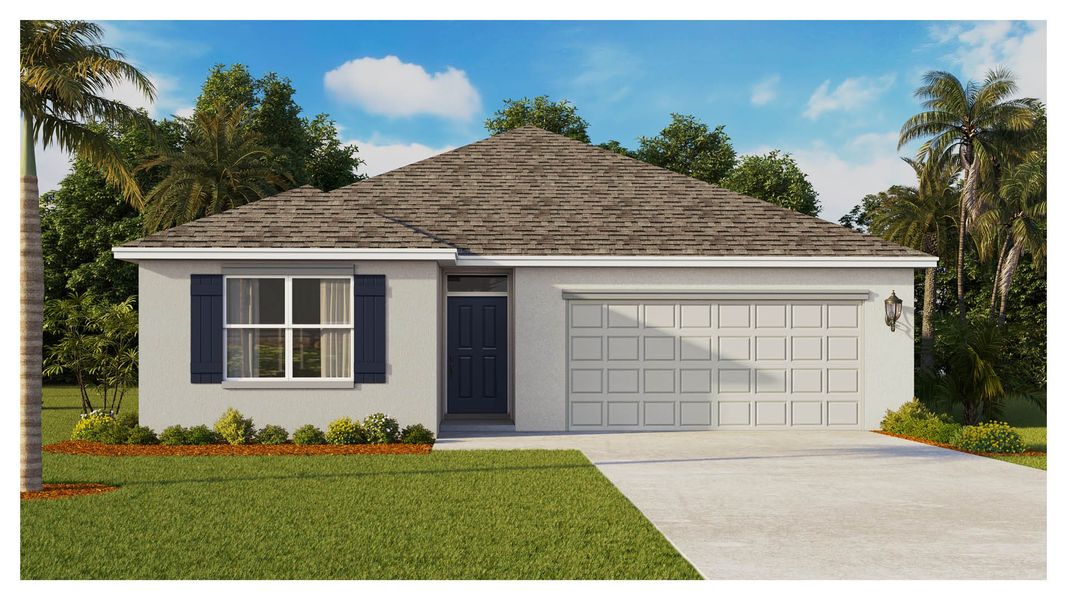 Representative exterior photo of a completed home built from the Lakeside by D.R. Horton in Okeechobee Spot Lots, Okeechobee, FL (Image 1). Representative exterior photo of a completed home built from the Lakeside by D.R. Horton in Okeechobee Spot Lots, Okeechobee, FL (Image 1).