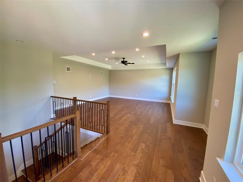 Hall with wood-type flooring