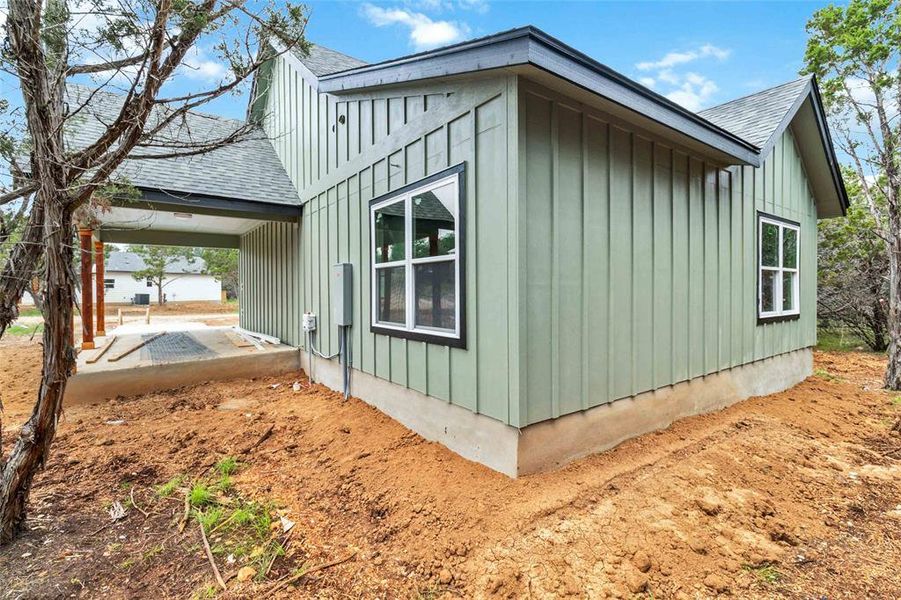 Back view of attached carport