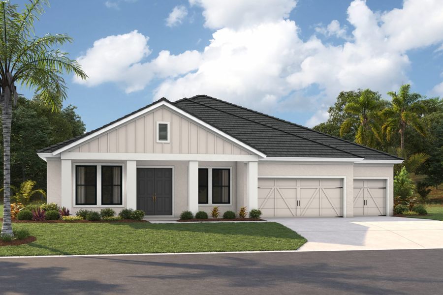 Representative exterior photo of a completed home built from the Key Largo by Homes by WestBay in Oakfield, Parrish, FL (Image 5).