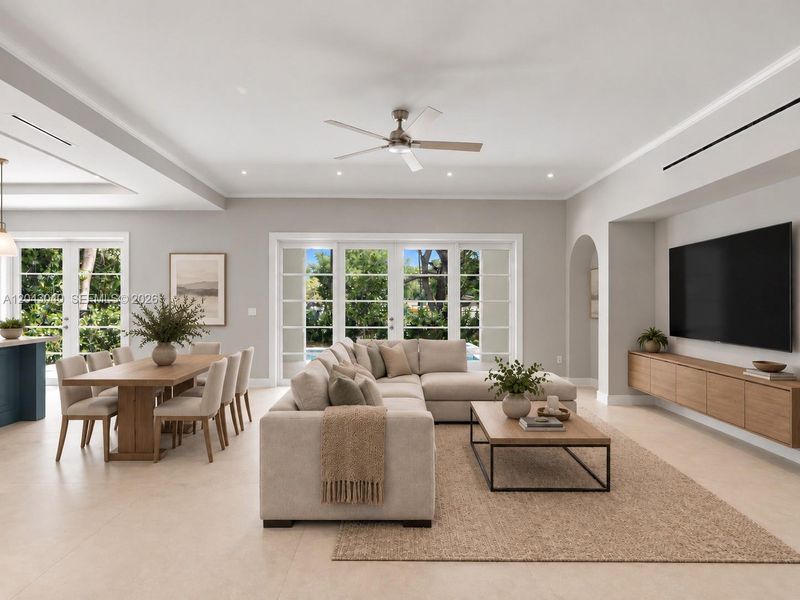 Living Room with Patio/Pool View