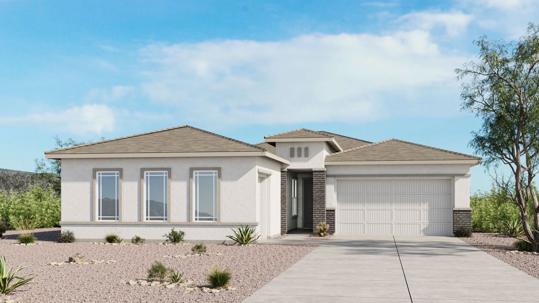 Representative exterior photo of a completed home built from the Royale by Taylor Morrison in Saddleback, Peoria, AZ (Image 3). Representative exterior photo of a completed home built from the Royale by Taylor Morrison in Saddleback, Peoria, AZ (Image 3).