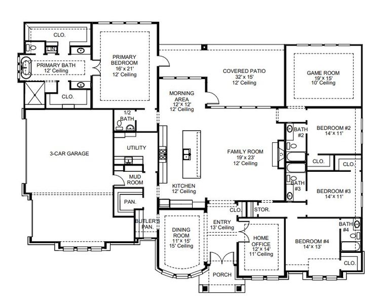 2D floor plan layout of this home in Enchanted Creek 1 Acre, Lucas, TX (Image 4).