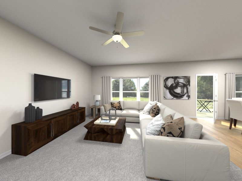 Furnished interior view inside a new home in Butler Farms - Americana Collection, Liberty Hill (Image 4). Furnished interior view inside a new home in Butler Farms - Americana Collection, Liberty Hill (Image 4).