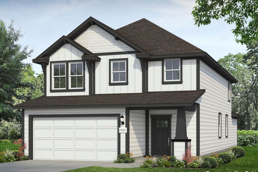 Front exterior of a new home in Cloverleaf, Austin, TX, highlighting curb appeal (Image 1). Front exterior of a new home in Cloverleaf, Austin, TX, highlighting curb appeal (Image 1).