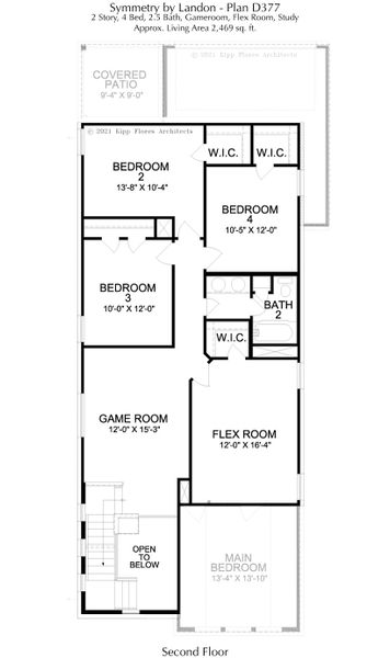 2D floor plan layout for the Symmetry D377 by Landon Homes in Lexington Frisco, Frisco, TX (Image 6).