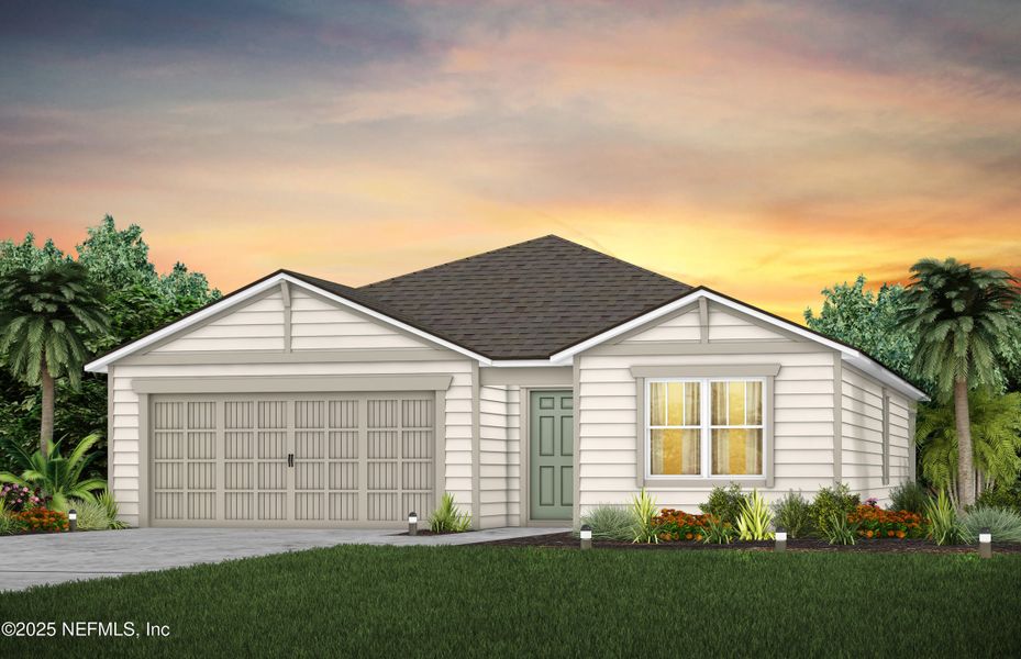 Front exterior of a new home in Wells Landing, Jacksonville, FL, highlighting curb appeal (Image 1). Front exterior of a new home in Wells Landing, Jacksonville, FL, highlighting curb appeal (Image 1).