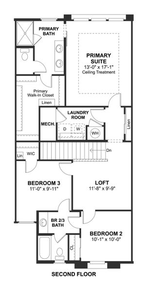 2D floor plan layout for the Marietta II by K. Hovnanian® Homes in Prestige on 64th, Phoenix, AZ (Image 4).