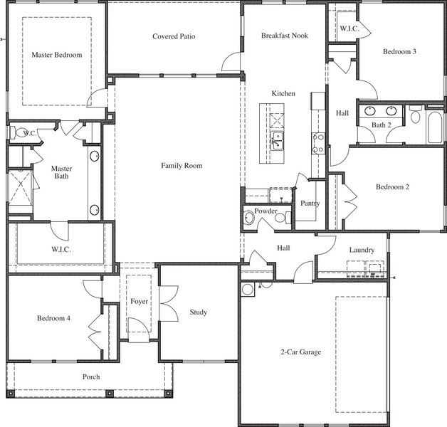 2D floor plan layout for the 2569 by Texas Homes in Pradera Ridge, Floresville, TX (Image 3).