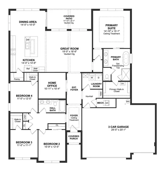 2D floor plan layout for the Barcelona by K. Hovnanian® Homes in Tattersall, Ormond Beach, FL (Image 3).