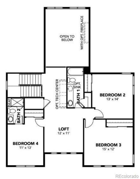 2D floor plan layout of this home in Dillon Pointe - Journey, Broomfield, CO (Image 3).