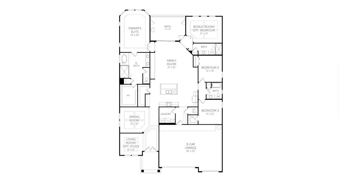2D floor plan layout for the Boca - 60' Homesites by Dream Finders Homes in Jennings Farm, Middleburg, FL (Image 3).