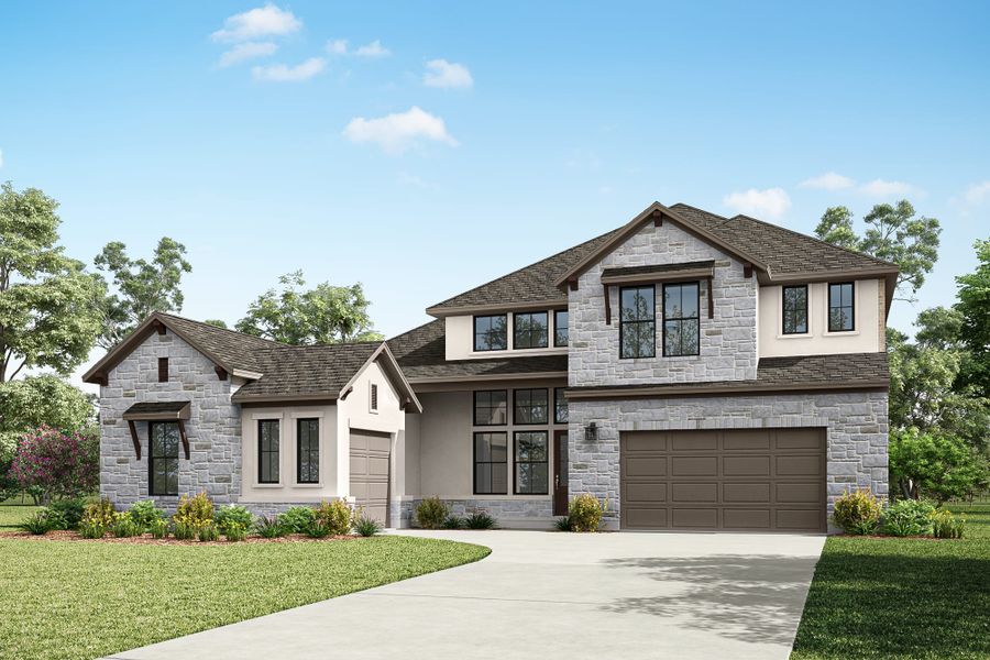Representative exterior photo of a completed home built from the Altura by Tri Pointe Homes in Noven, Leander, TX (Image 6). Representative exterior photo of a completed home built from the Altura by Tri Pointe Homes in Noven, Leander, TX (Image 6).