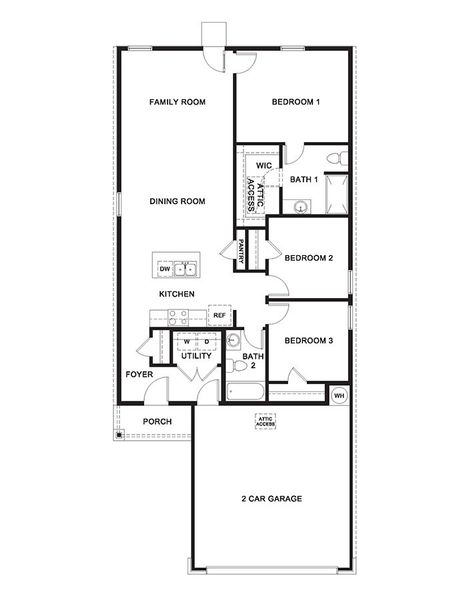 2D floor plan layout for the BARTON by D.R. Horton in Maplewood Meadows, Talty, TX (Image 3).