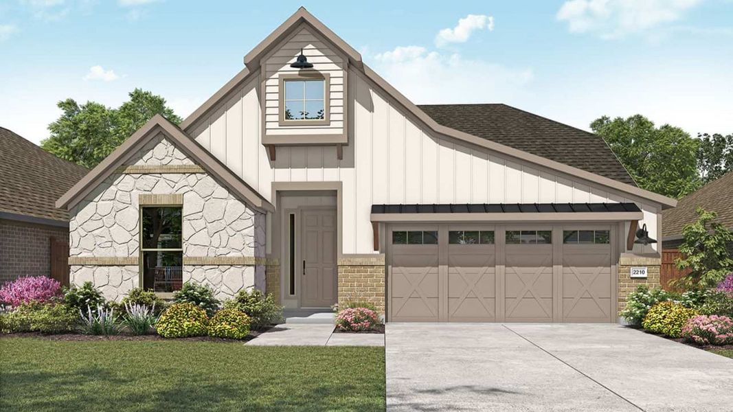 Representative exterior photo of a completed home built from the Oleander by DRB Homes in Retreat at San Gabriel, Georgetown, TX (Image 6).