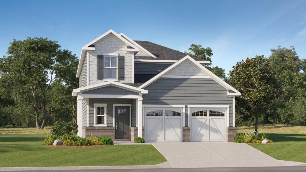 Front exterior of a new home in Millers Pointe, Conyers, GA, highlighting curb appeal (Image 1).
