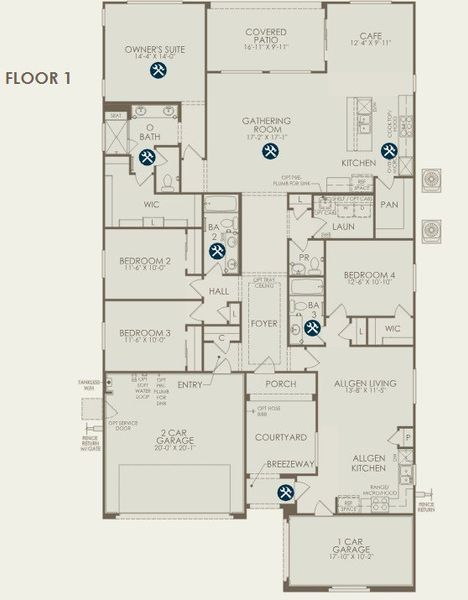 2D floor plan layout of this home in Artisan at Asante, Surprise, AZ (Image 3).