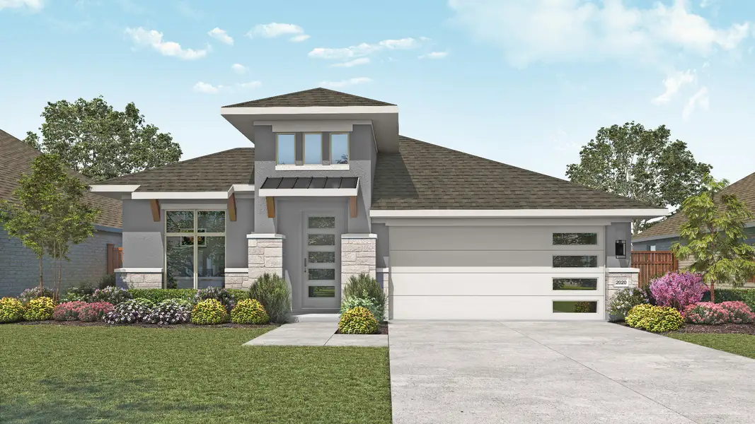 Representative exterior photo of a completed home built from the Laurel by DRB Homes in Heritage Mill, Hutto, TX (Image 7). Representative exterior photo of a completed home built from the Laurel by DRB Homes in Heritage Mill, Hutto, TX (Image 7).
