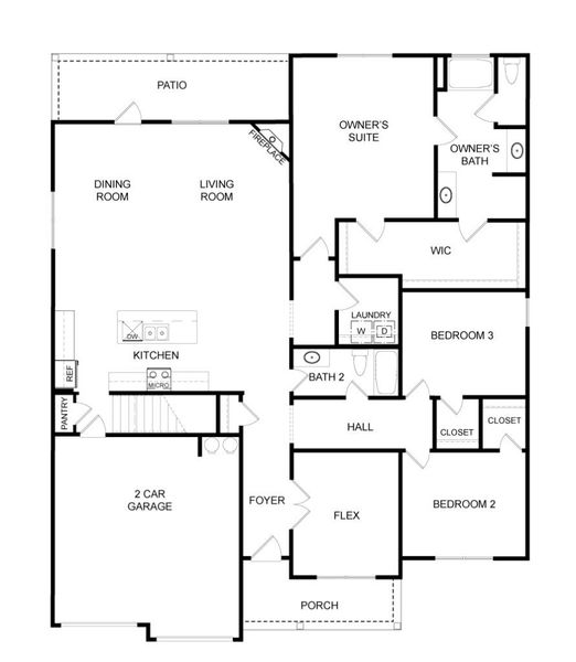 2D floor plan layout for the The Ashton II by Direct Residential Communities in Stephens Landing, Loganville, GA (Image 3). 2D floor plan layout for the The Ashton II by Direct Residential Communities in Stephens Landing, Loganville, GA (Image 3).