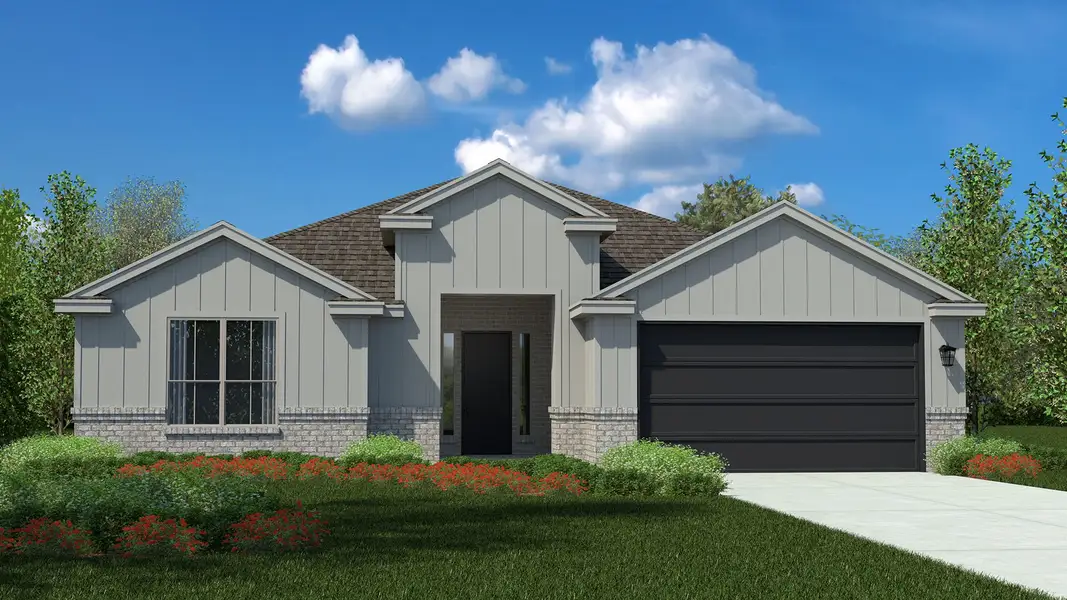 Front exterior of a new home in Homestead at Parks Bell Ranch, Odessa, TX, highlighting curb appeal (Image 2).