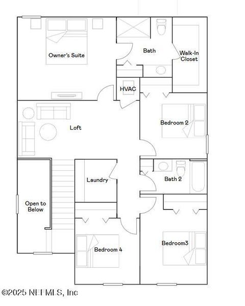 2D floor plan layout of this home in Saddle Oaks, Jacksonville, FL (Image 2).