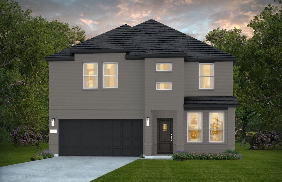 Representative exterior photo of a completed home built from the Hamilton by Pulte Homes in Montgomery Bend, Montgomery, TX (Image 11).