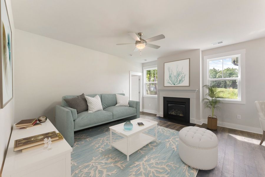 Representative furnished interior of a home built from the Andrews by Hunter Quinn Homes in Eagle Creek, Central (Image 7).
