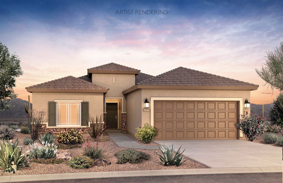 Representative exterior photo of a completed home built from the Senita by Pulte Homes in Parkside at Anthem at Merrill Ranch, Florence, AZ (Image 15).