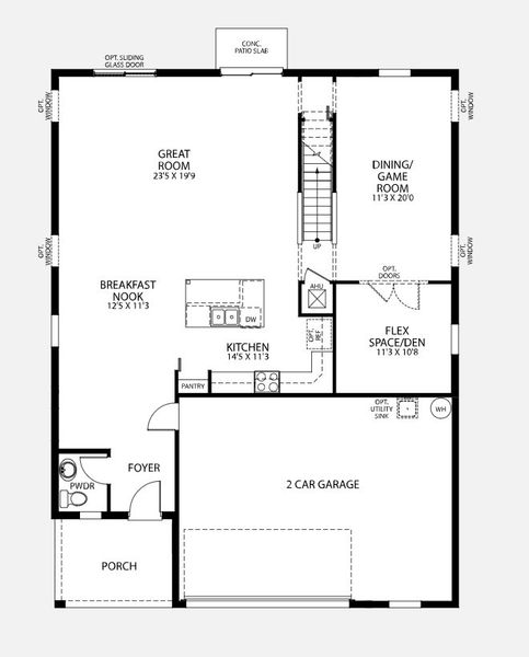 2D floor plan layout for the Columbus by Maronda Homes in Enclave At Seminole Palms, Palm Coast, FL (Image 5).