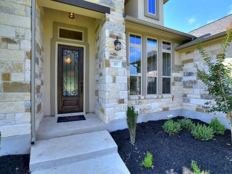 Representative exterior details of a home built from the San Simeon I by Giddens Homes in Clearwater Ranch, Liberty Hill (Image 106).