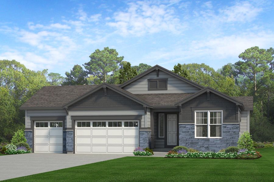 Representative exterior photo of a completed home built from the Lakewood II by Risewell Homes in Cherry Meadows, Brighton, CO (Image 1). Representative exterior photo of a completed home built from the Lakewood II by Risewell Homes in Cherry Meadows, Brighton, CO (Image 1).