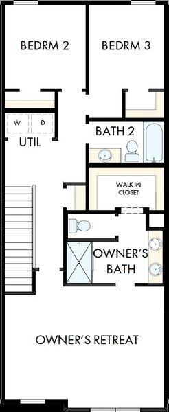 2D floor plan layout of this home in Nexus Townhomes, Gallatin, TN (Image 3).