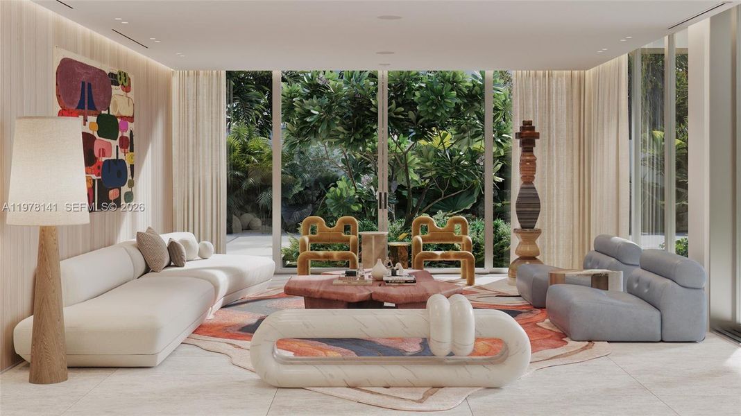 Furnished interior view inside a new home in , Miami (Image 9).