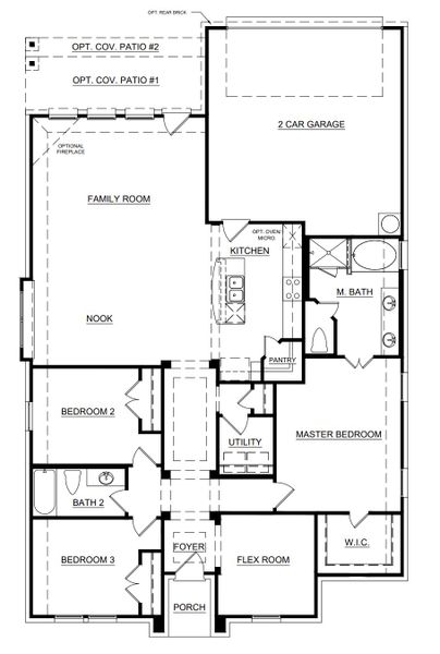 2D floor plan layout for the Concept 1802 by Risewell Homes in Redden Farms, Midlothian, TX (Image 3).
