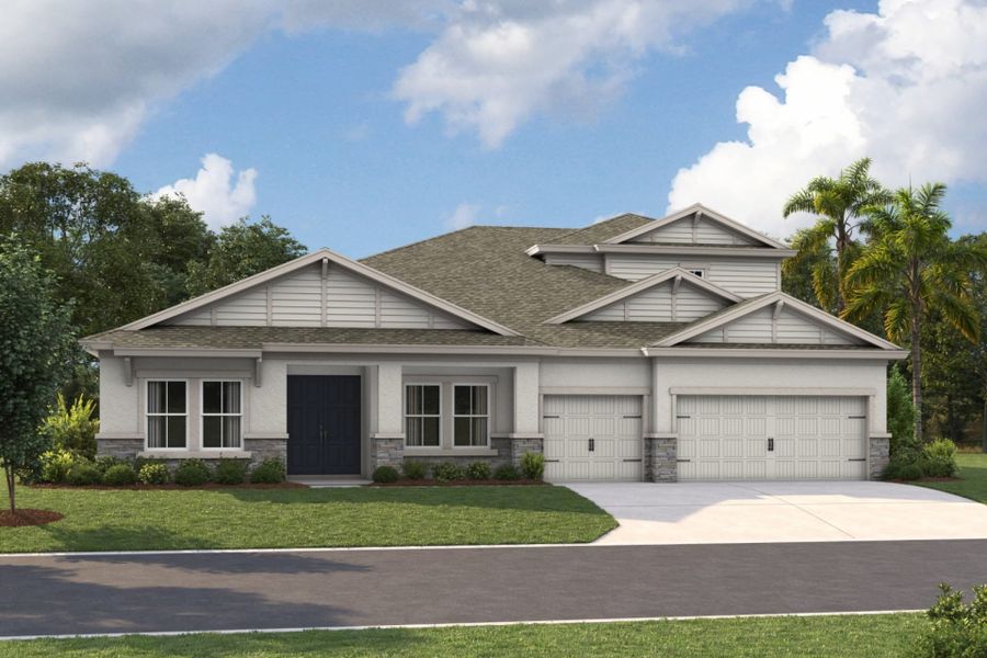 Representative exterior photo of a completed home built from the Cedar Key II by Homes by WestBay in Pasadena Woods, Wesley Chapel, FL (Image 5).