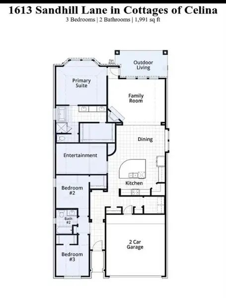 2D floor plan layout of this home in Cottages of Celina, Celina, TX (Image 4).