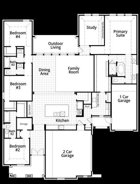 2D floor plan layout for the 281 by Highland Homes in Quail Hollow, Rockwall, TX (Image 7).